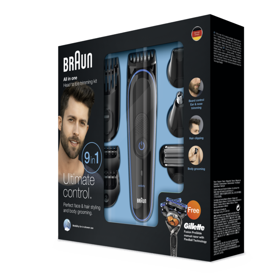 Afeitadora multifunción - Braun MGK3080, Barbero, Cortapelos, 13 posiciones, Indicador LED, Seco y húmedo,