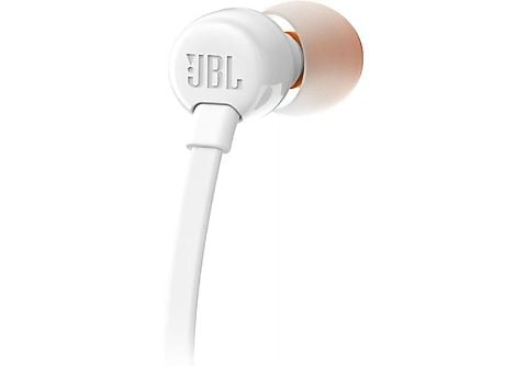 Auriculares de botón - JBL T110, De botón, Con cable, Micrófono, Pure Bass JBL, Blanco
