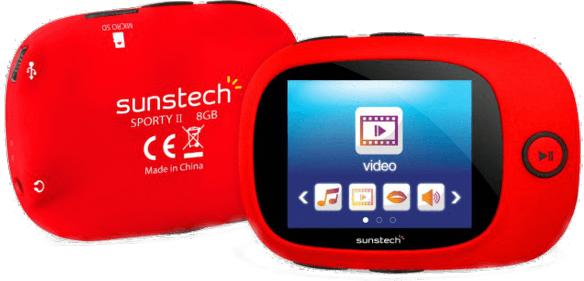 MP4 - Sunstech Sporty II 8GB, Radio FM, Micro SD, Cinta de sujección, Rojo