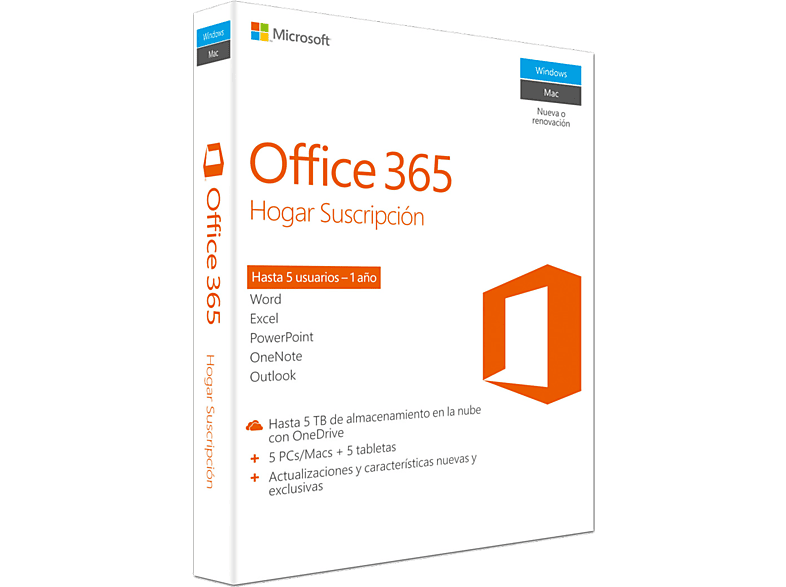 Office 365 | Hogar, 5 usuarios, 1 de suscripción