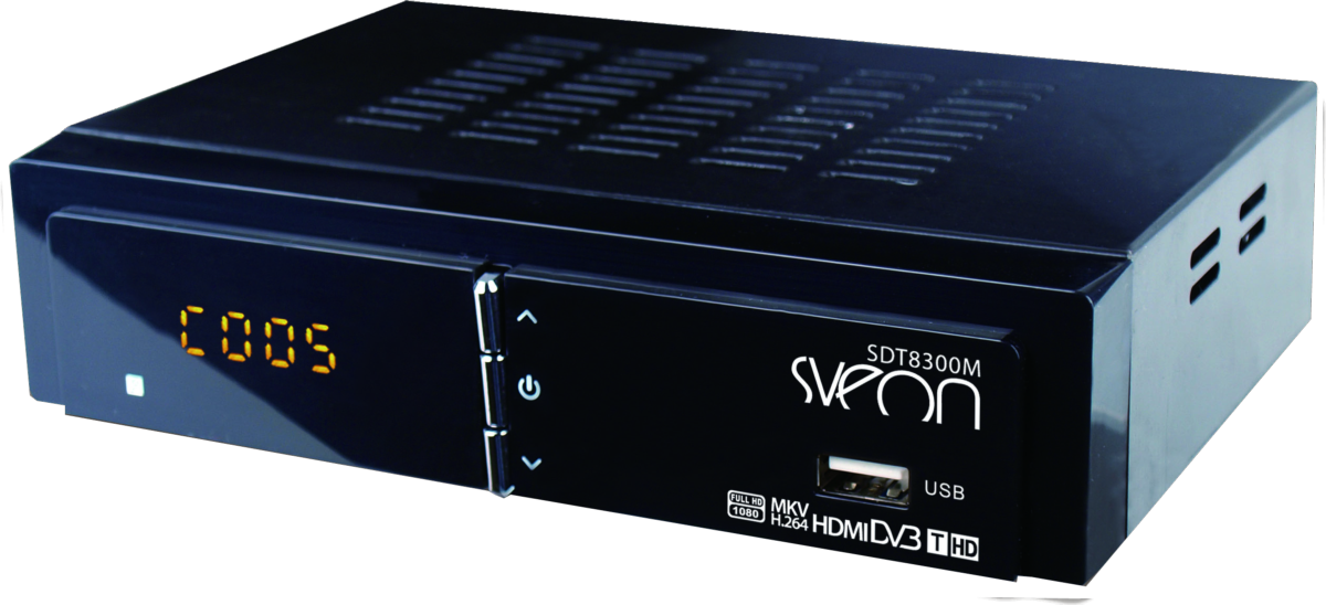 Sintonizador TDT - Sveon SDT8300M, TDT HD, MKV, USB, Compatible con discos de 4 TB, Negro