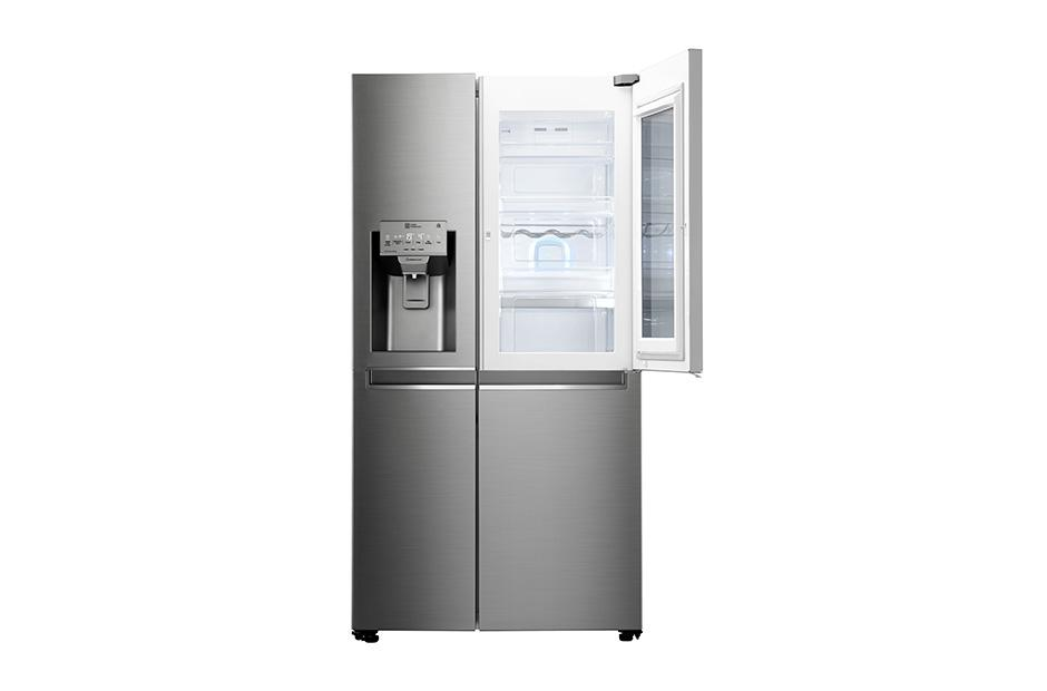 Frigorífico americano - LG GSX960NSAZ, 601 L, InstaView, Dispensador de hielo SpacePlus, Inox