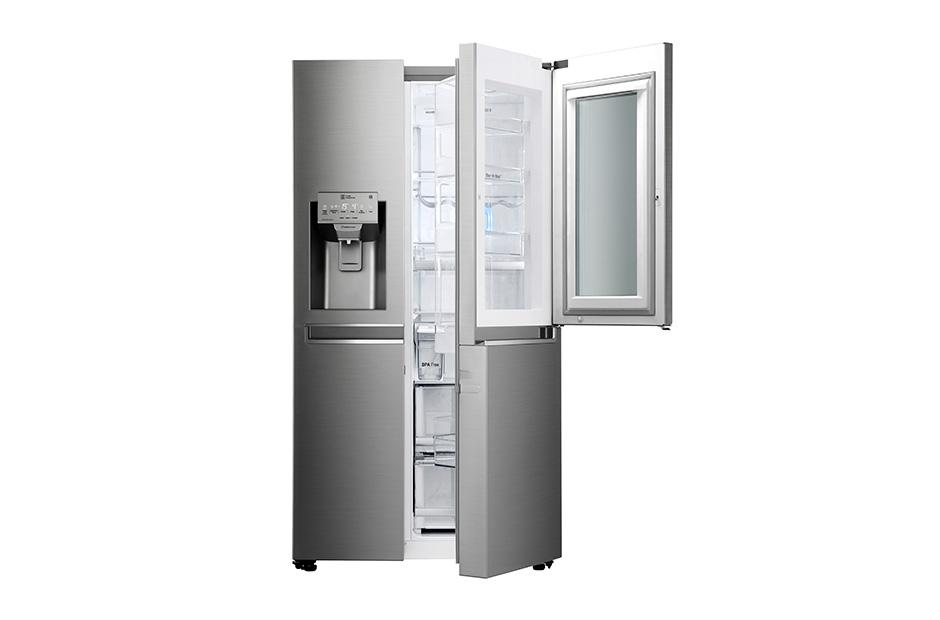 Frigorífico americano - LG GSX960NSAZ, 601 L, InstaView, Dispensador de hielo SpacePlus, Inox