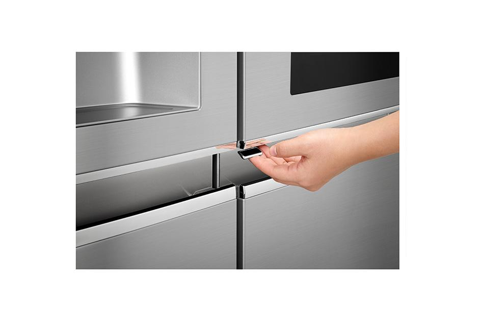 Frigorífico americano - LG GSX960NSAZ, 601 L, InstaView, Dispensador de hielo SpacePlus, Inox