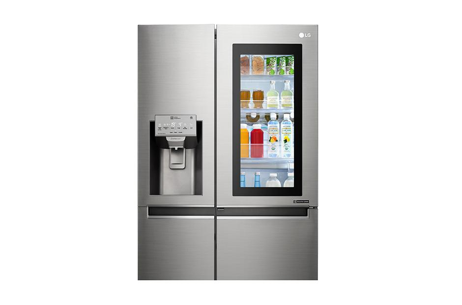 Frigorífico americano - LG GSX960NSAZ, 601 L, InstaView, Dispensador de hielo SpacePlus, Inox