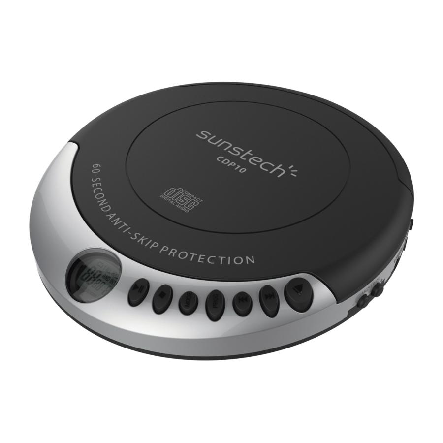Discman - Sunstech CDP10BK, Para CD, Negro