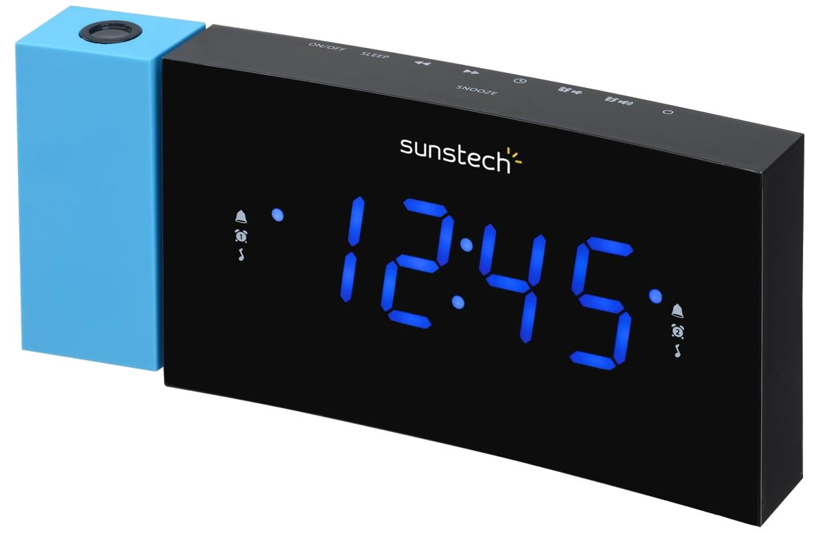 Radio despertador - Sunstech FRDP3, FM, Alarma Dual, 10 presintonías, Azul