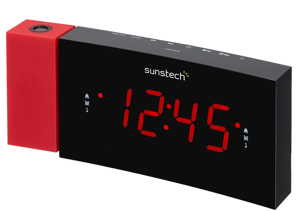 Sunstech Frdp3 Radio despertador con proyector horario usb carga sleep y alarma dual color rojo frdp3rd 10 presintonías digital fm corriente doble