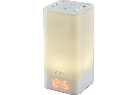 Radio despertador - Sunstech FR LAMP2, FM, LED, Termómetro, Blanco