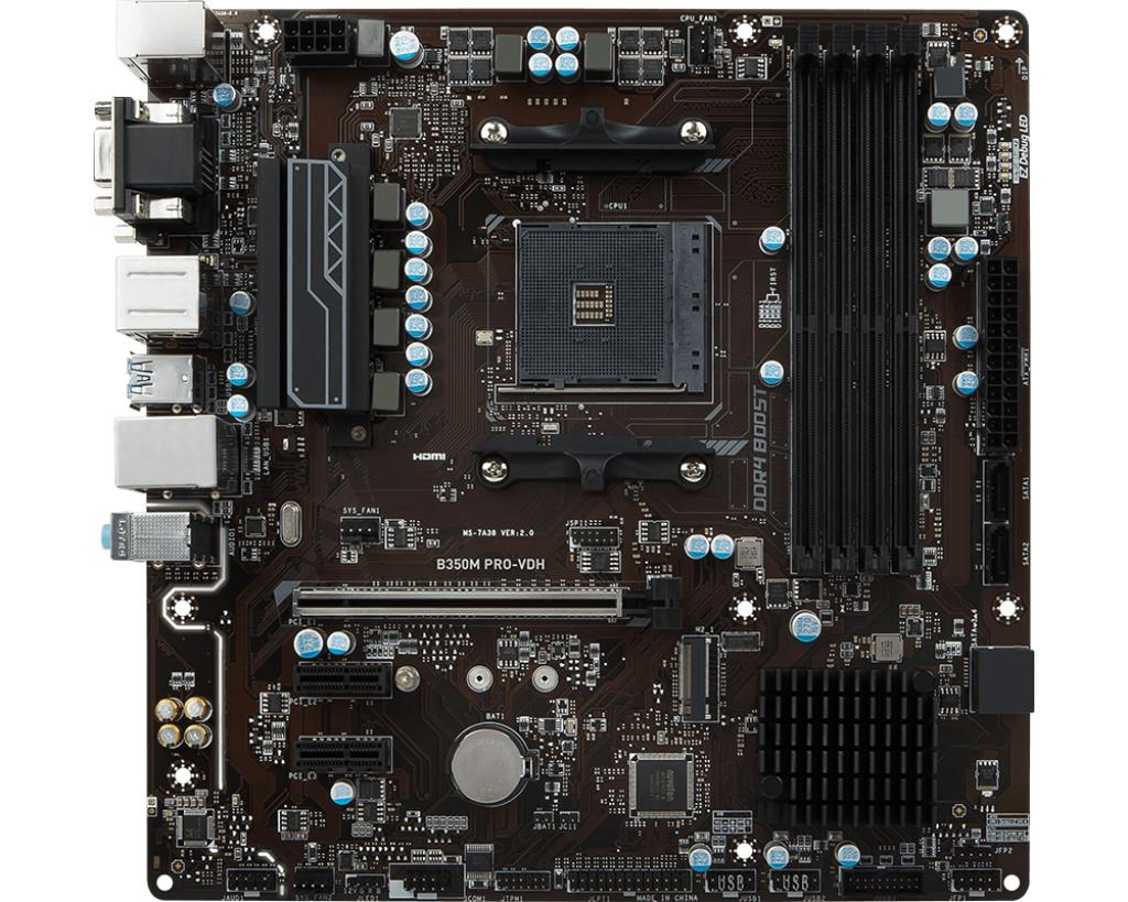Placa base - MSI B350M PRO-VDH, AMD B350, Socket AM4, Micro ATX