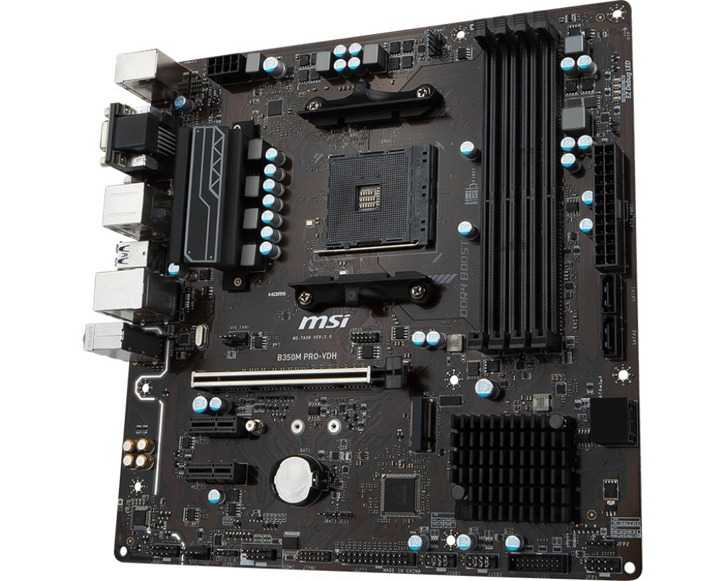 Placa base - MSI B350M PRO-VDH, AMD B350, Socket AM4, Micro ATX