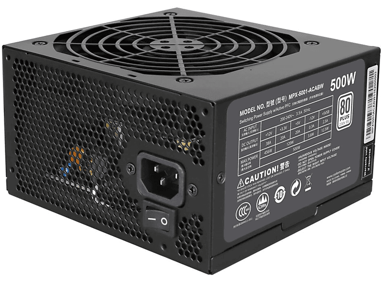 Fuente de Alimentación - Cooler Master MasterWatt Lite 500W 500W ATX Negro unidad