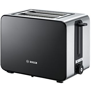 Tostadora - Bosch TAT7203, 1050W, 2 Rebanadas, 6 Posiciones, Descongelación, Negro