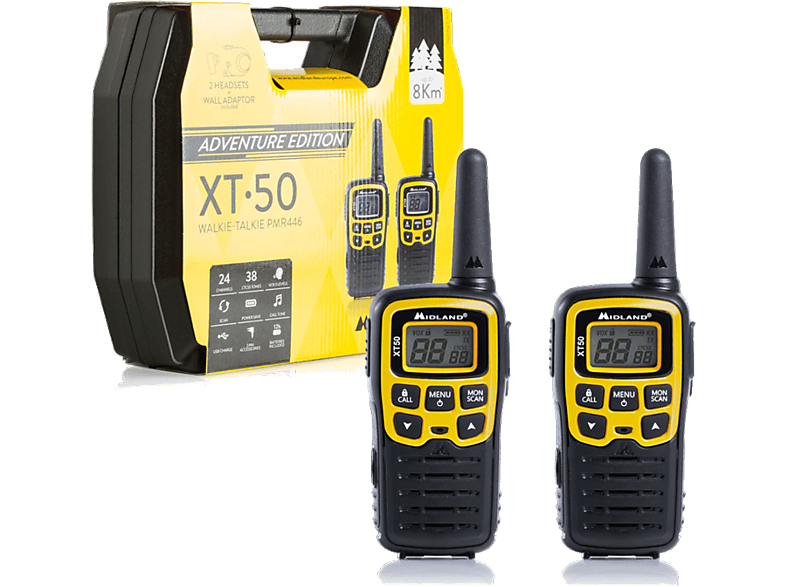 Walkie Talkie - Midland XT50 Adventure, 8km de alcance, 24 canales, Amarillo