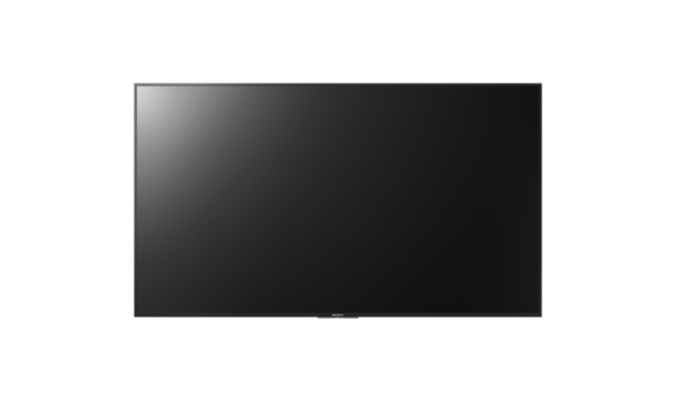 Una pantalla negra en blanco de un televisor sobre un fondo blanco.