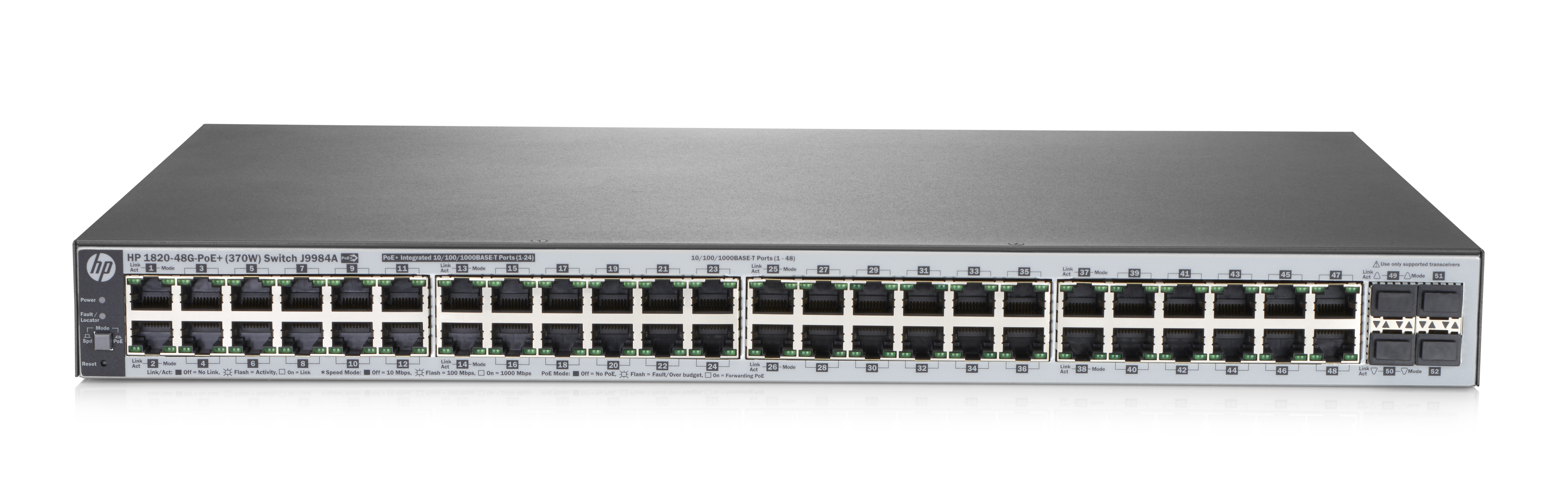 Hewlett Packard Enterprise 1820-48G-PoE+ (370W) Gestionado L2 Gigabit Ethernet (10/100/1000)