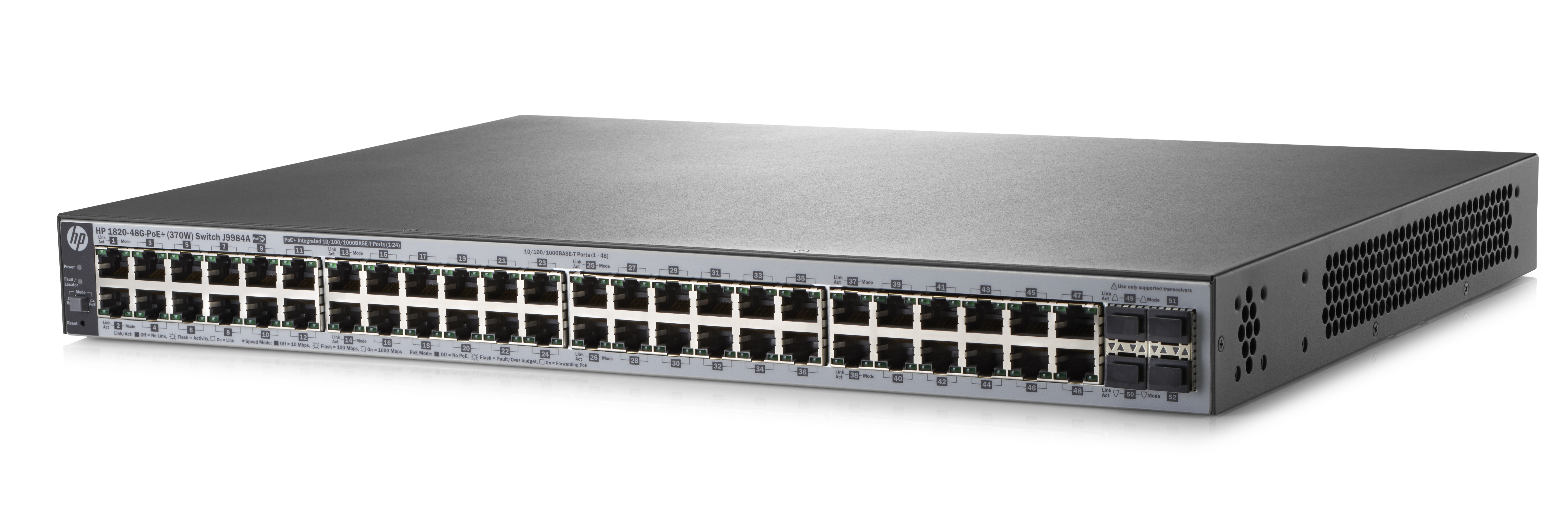 Hewlett Packard Enterprise 1820-48G-PoE+ (370W) Gestionado L2 Gigabit Ethernet (10/100/1000)
