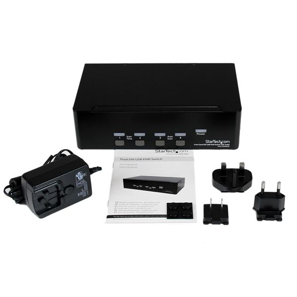 Switch KVM - StarTech.com SV431DD2DUA Conmutador KVM con audio de 4 Puertos DVI USB