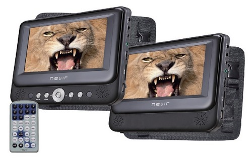 DVD portátil - Nevir NVR-2772DVD-PDCU, doble pantalla, coche, 7"