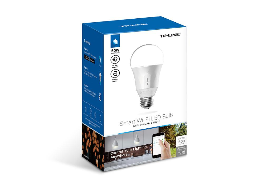 Bombilla - TP-LINK LB100, Bombilla inteligente, Wi-Fi, Color blanco iluminación inteligente