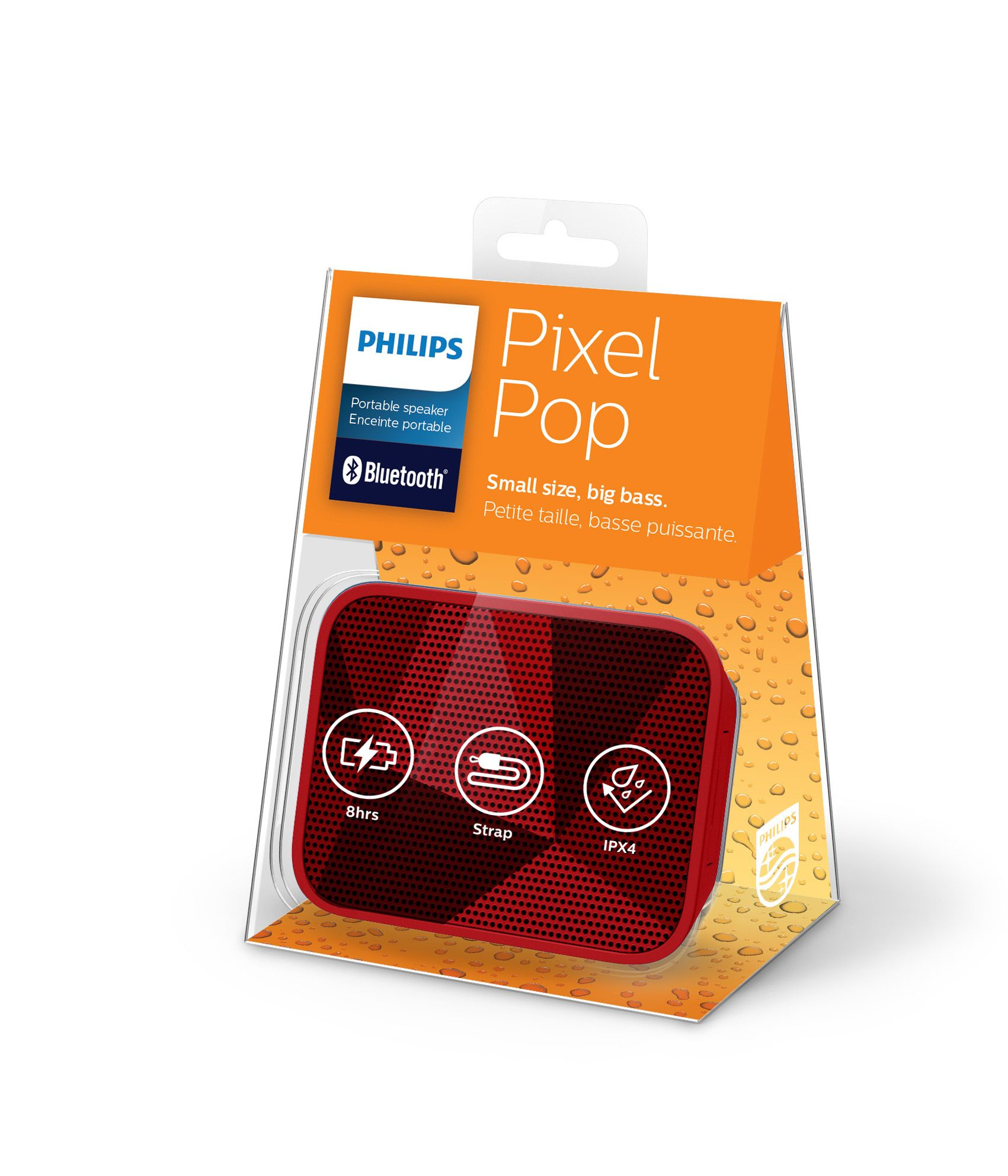 PHILIPS PixelPop Taşınabilir Kablosuz Hoparlör Kırmızı BT110R/00