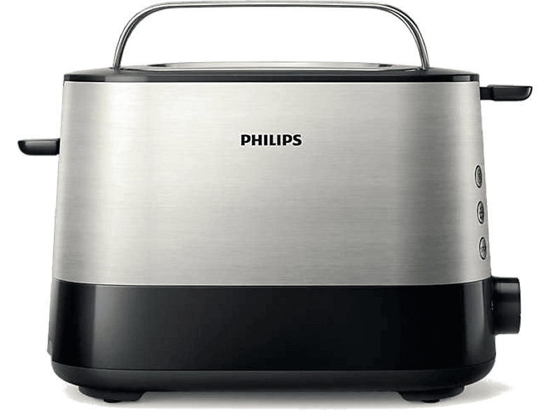 Tostadora - Philips Viva Collection HD2637/90, Capacidad para 2 tostadas, Calientapanecillos, Negro