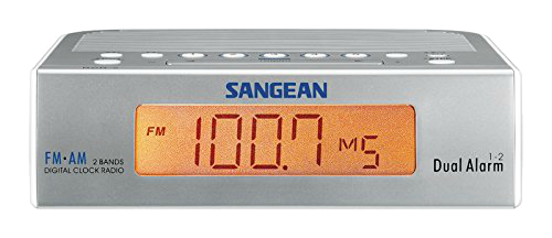 Radio despertador - Sangean RCR-5, AM/FM, Temporizador de alarma dual, Blanco