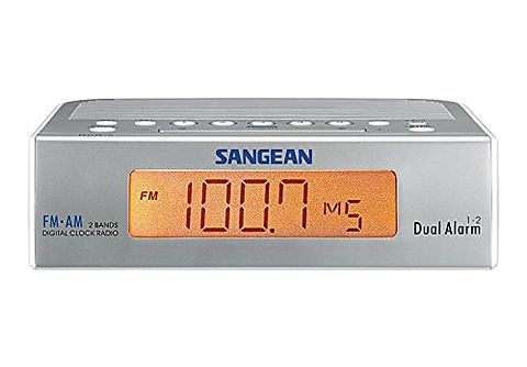 Radio despertador  Sangean RCR-5, AM/FM, Temporizador de alarma dual,  Blanco