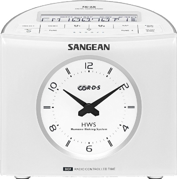 Despertador Sangean Rcr9 digital fmrbds am 3.5mm blanco radiodespertador pantalla lcd pilas y corriente alarma doble snooze white