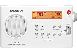 Radio portátil | Sangean Package PR-D7, FM/AM, Digital, Despertador, Blanco