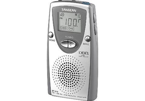 Radio portátil  Sangean DT-210, AM/FM Estéreo, PLL, Altavoz