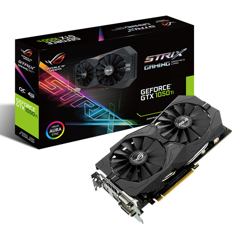 Tarjeta Gráfica - ASUS Strix GeForce GTX1050 Ti OC4GB, GDDR5, Aura Sync y G-SYNC