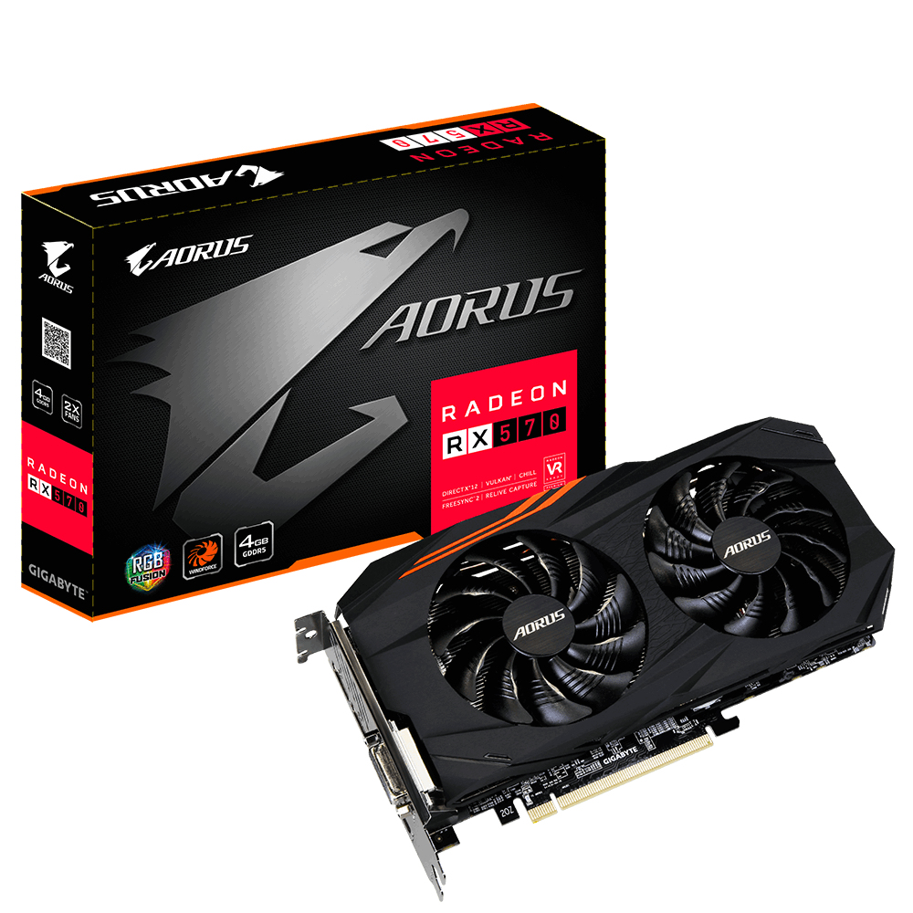 Tarjeta gráfica - Gigabyte GV-RX570AORUS-4GD, Radeon RX 570, 4GB, GDDR5