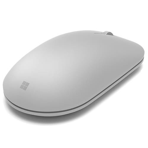 Ratón gris con logo Microsoft, sobre fondo blanco.