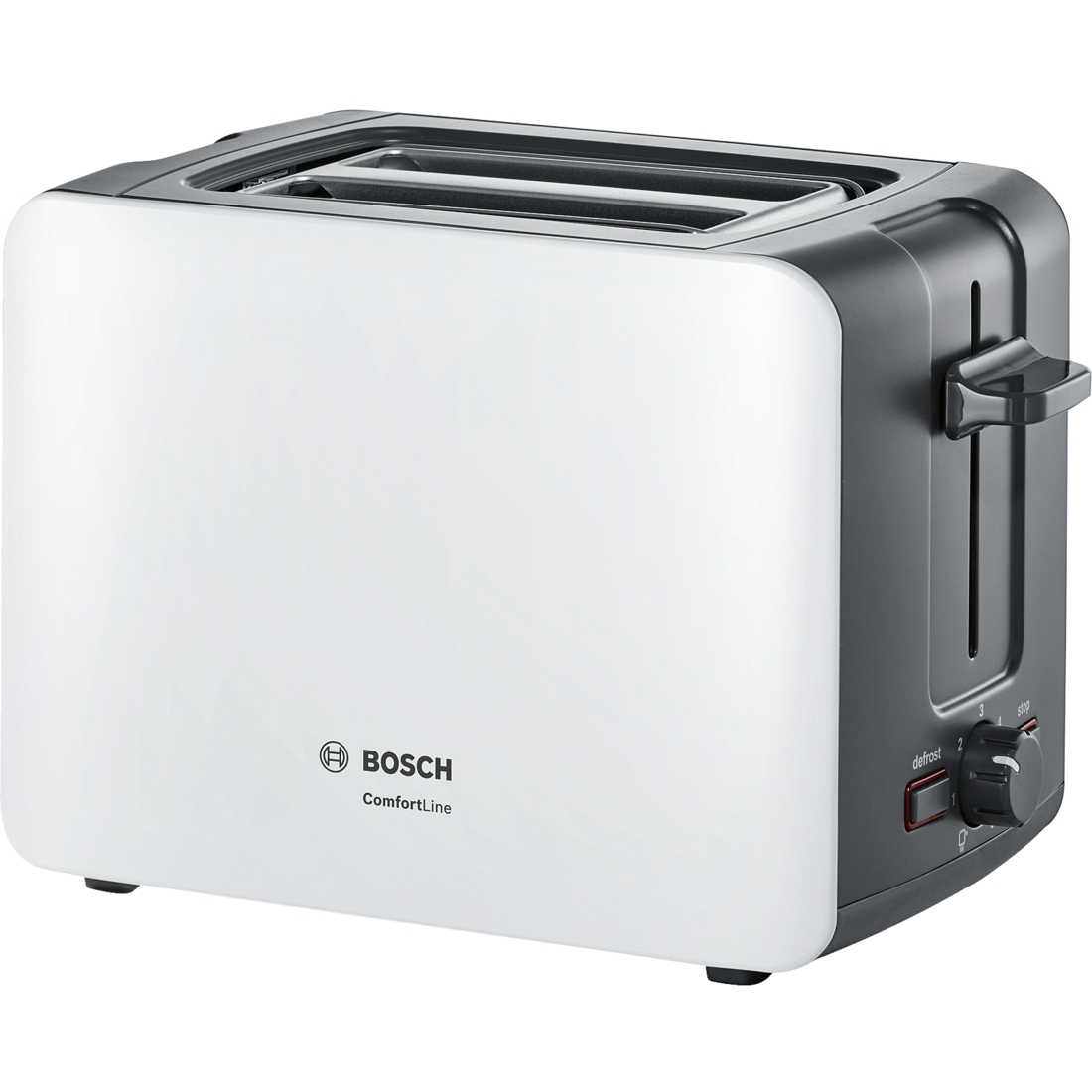 Bosch Tat6a111 Tostadora 1090w corto comfortline blanco 6 niveles 2 rebanadas line 1090 de ranuras largas calientapanecillos color