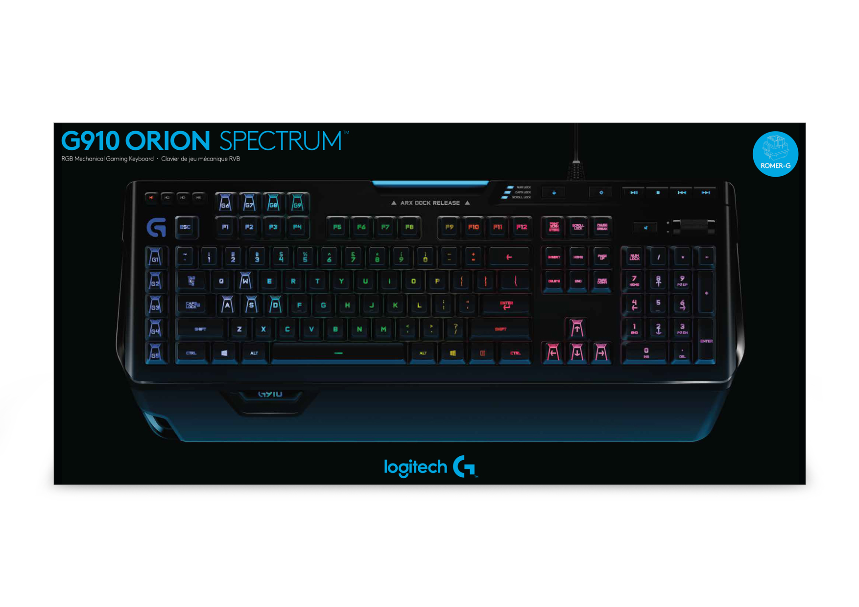 Teclado gaming - Logitech G910, USB, QWERTZ Alemán, Negro