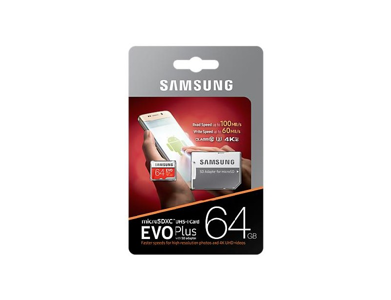Tarjeta MicroSDXC 64 GB - Samsung MB-MC64GA, 64 GB, Micro SDXC EVO PLUS, Blanco