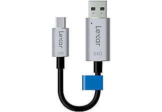 Adaptador USB - Lexar JumpDrive C20m 64GB 64GB USB 3.0 (3.1 Gen 1) Type-A Negro, Plata unidad flash USB