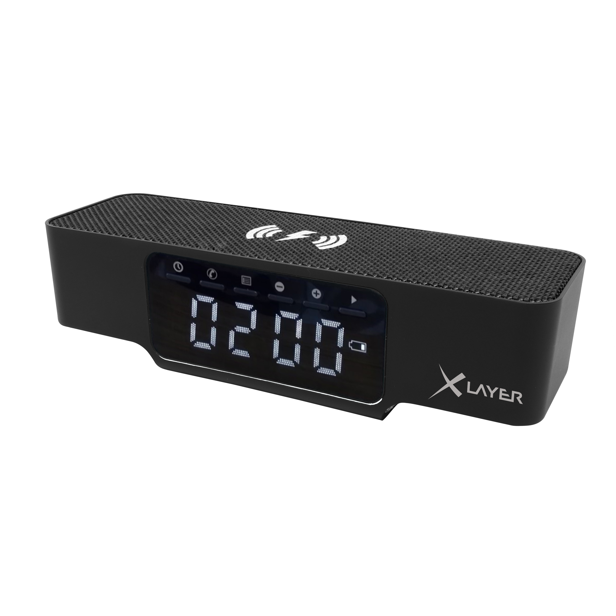 XLAYER Ladegerät XLayer Wireless Charging Alarm Clock Black Smartphones/Tablets Digitaluhr alle Geräte mit 5V Ladeinput, 230 Volt 3.7V, Schwarz