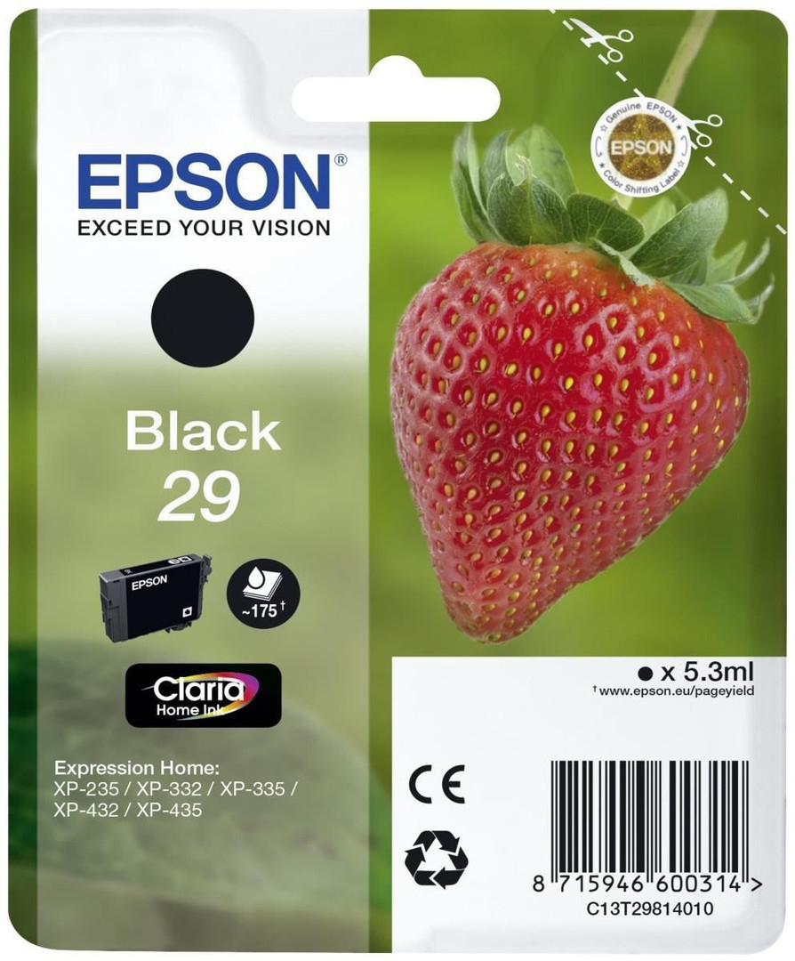 Cartucho de tinta - Epson C13T29814012 5.3ml 175páginas Negro