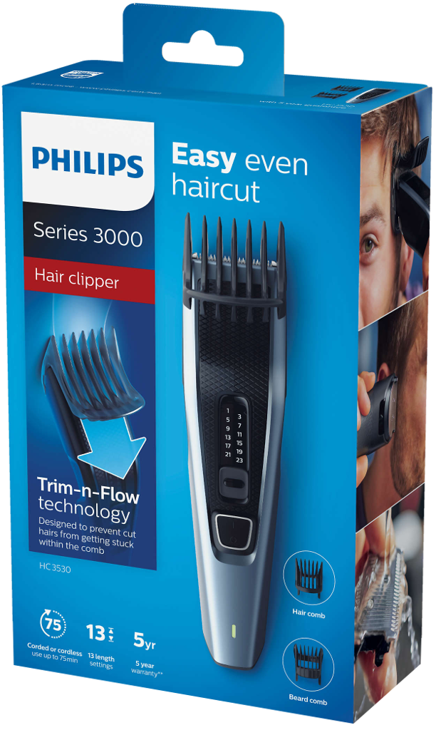 Philips Series 3000 hajvágó doboz, hajvágóval és tartozékokkal.