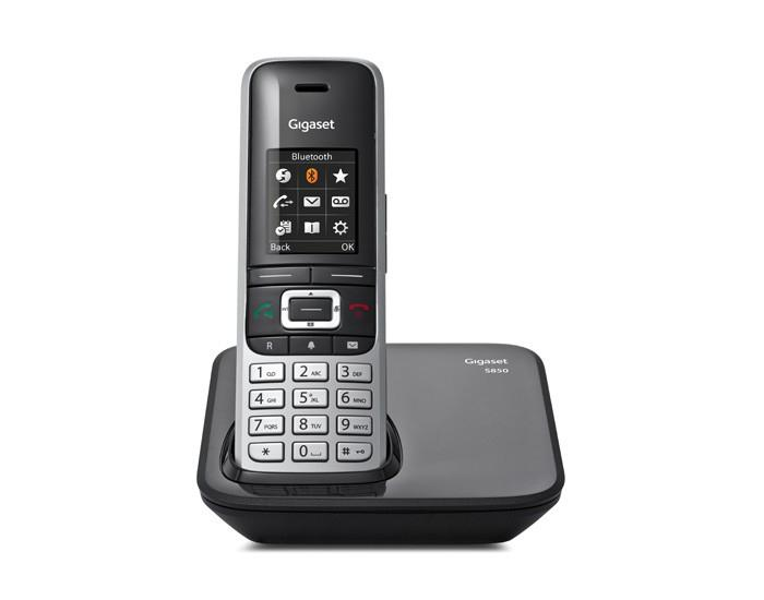 Gigaset S850 Teléfono manos libres llamadas deseadas bluetooth pantalla en color agenda 500 contactos auriculares negro y plata dect telefono inalambrico