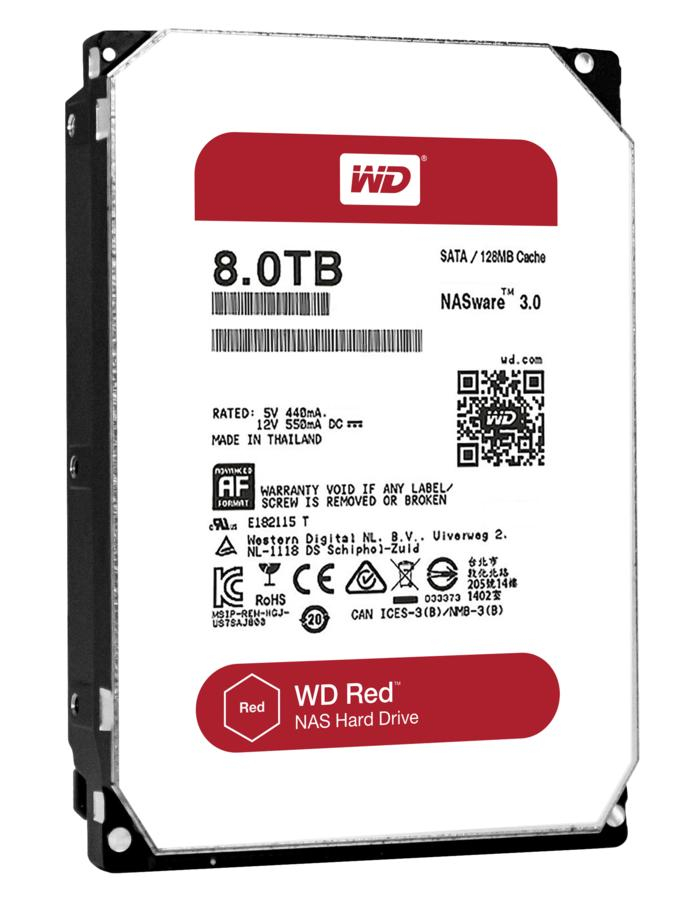 Disco duro 8 TB - Western Digital WD Red NAS Plus Hard Drive, 3.5", SATA III, 128 MB, Interno, 5640 rpm, Rojo