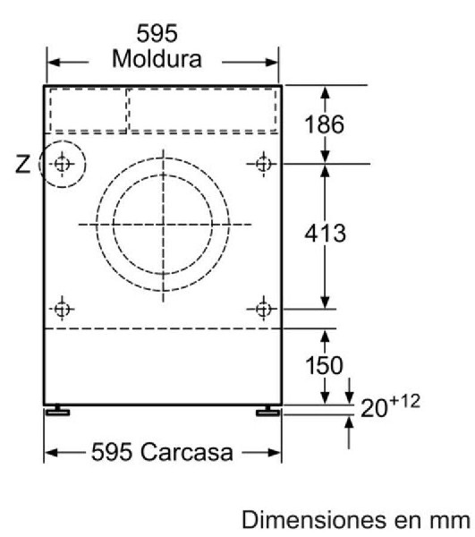 Lavadora secadora - Bosch WKD28541EE Integrable, 7kg/4kg, 1400 r.pm., Clase B, Blanco