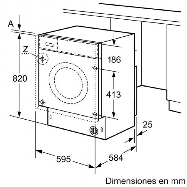 Lavadora secadora - Bosch WKD28541EE Integrable, 7kg/4kg, 1400 r.pm., Clase B, Blanco