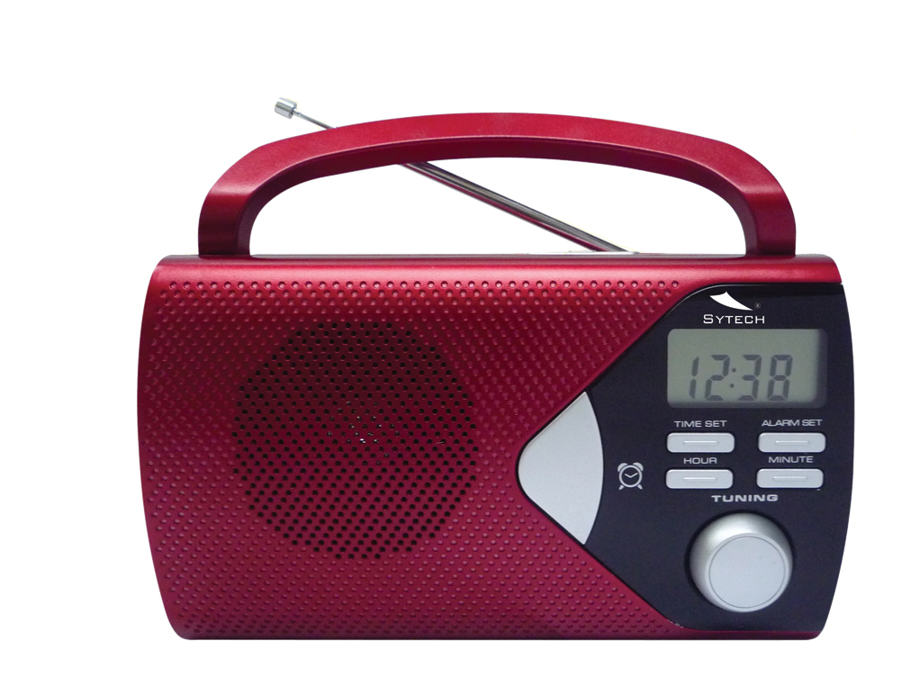Radio portátil - Sytech SY.1647 Rojo, Radio AM/FM, reloj despertador