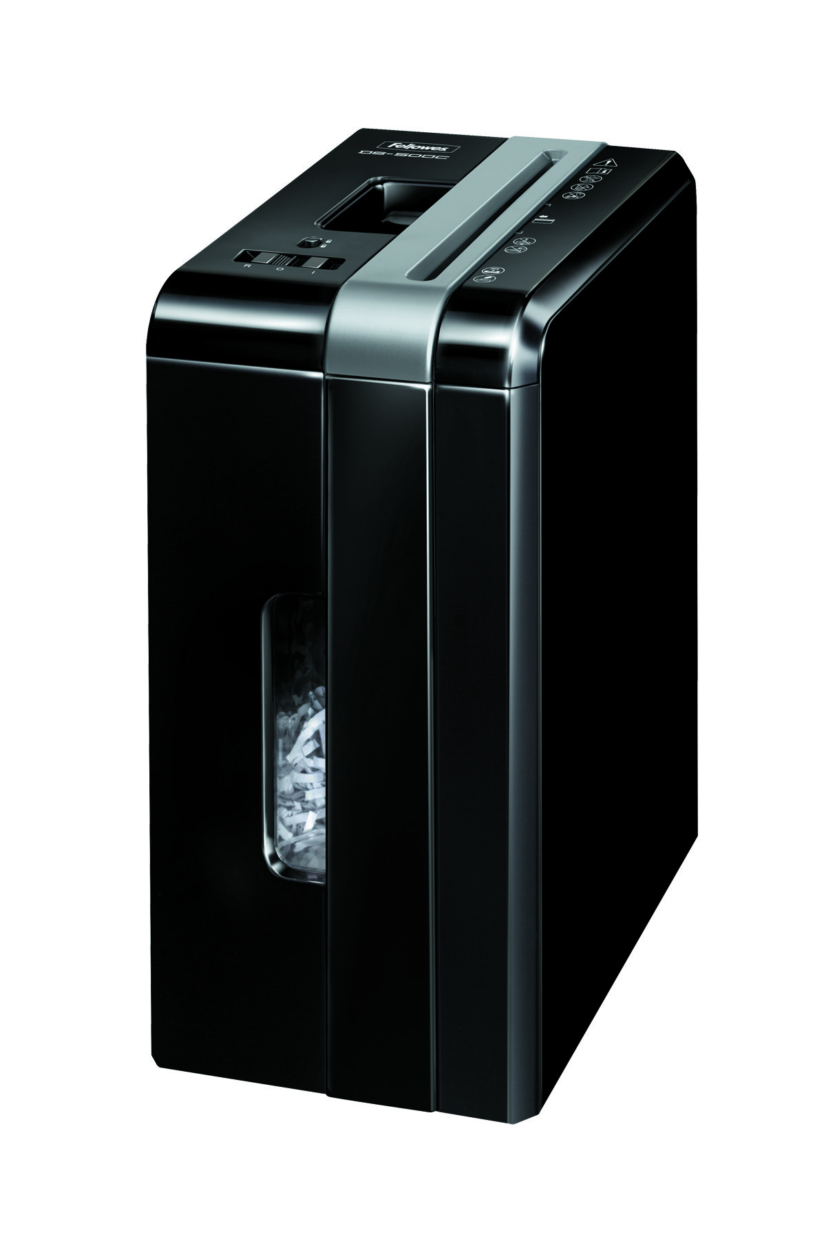 Destructora de papel - Fellowes DS-500C, Nivel de seguridad P-4, Corte en partículas, Negro