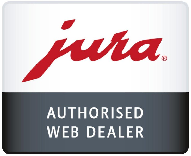 Un logo de Jura sobre un fondo blanco, con 'AUTHORISED WEB DEALER' debajo.