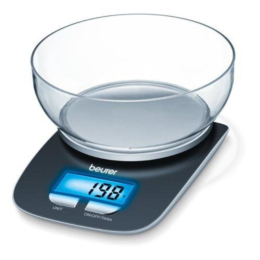 Balanza De Cocina ks25 beurer bol transparente 25 peso 3kg escala 1g display digital negro capacidad 3 1