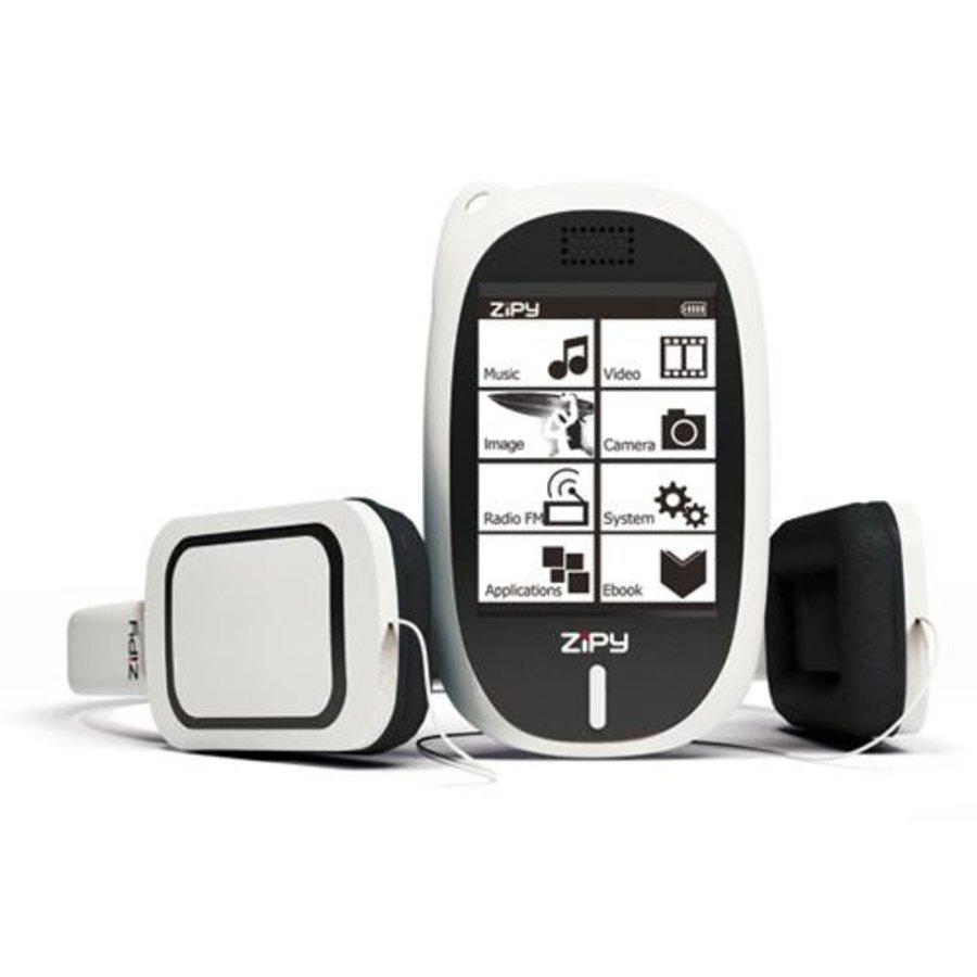 Reproductor MP5 con auriculares - Zipy Flamingo, Blanco/Negro, 4Gb, Pantalla táctil